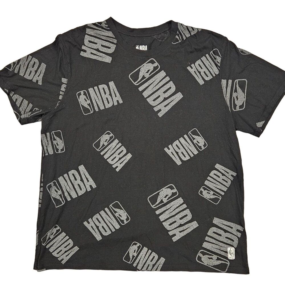 NBA Men's Black NBA Basketball Logo Short Sleeve Black Shirt Size 3X